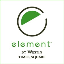 A green and white logo for the hotel element.